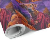 Halloween Rhodesian Ridgeback Vampire Pumpkins Geschenkpapier (Rolleneckpunkt)
