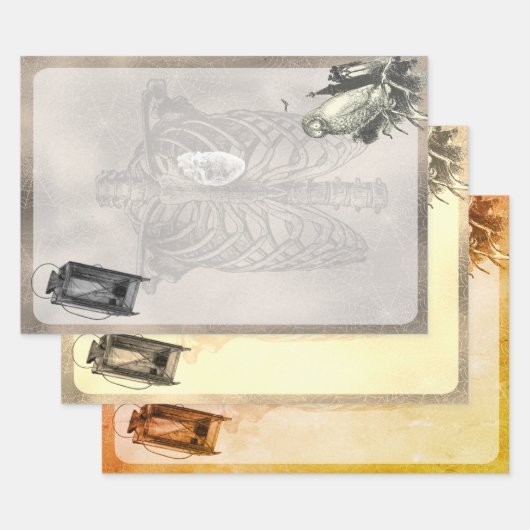 Halloween Rib Cage und Owl Vinatge Ephemera Geschenkpapier Set (Set)
