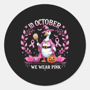 Halloween Ribbon im Oktober Weber rosa Gänsebrust Runder Aufkleber