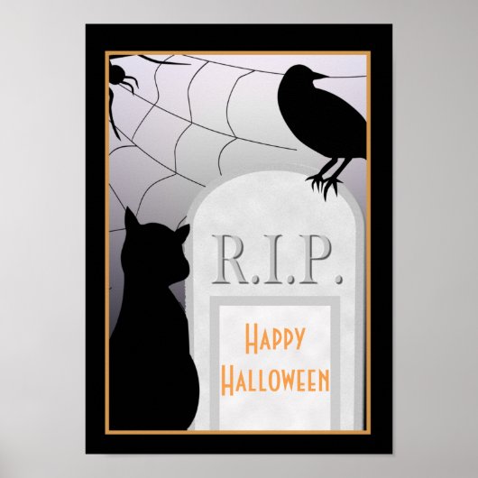 Halloween RIP Grabstein Cat Poster (Vorne)