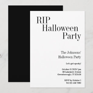 Halloween RIP-Party Schwarz und Weiß Einladung