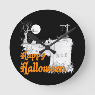 Halloween RIP Runde Wanduhr