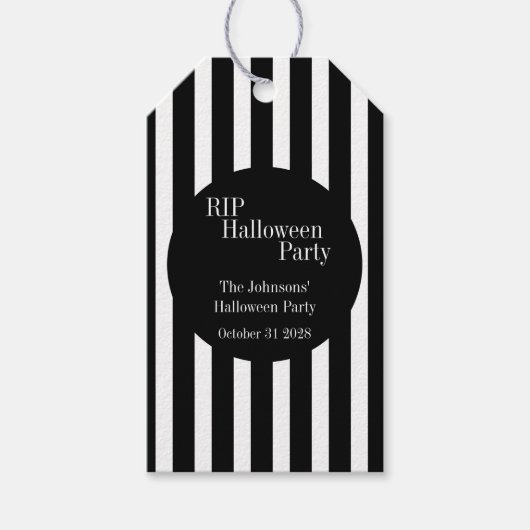 Halloween RIP Schwarz-Weiß-Streifen-Party Geschenkanhänger (Vorderseite)