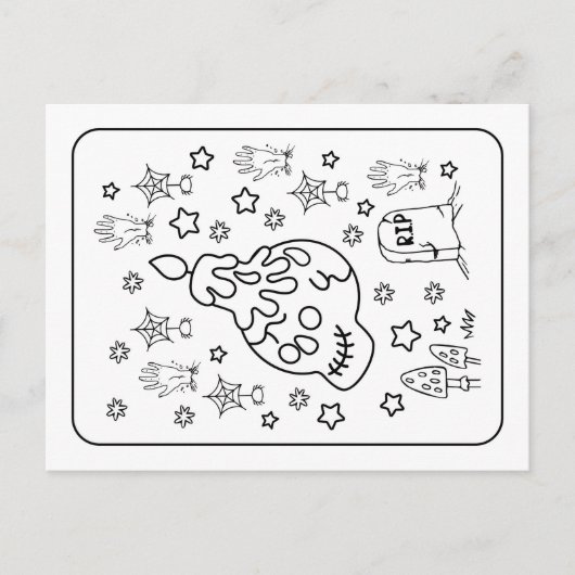 Halloween RIP Spooky Candle Skull Coloring Postkarte (Vorderseite)