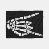 Halloween Rock Hand Skeleton Rock'n'Roll Symb Fleecedecke (Vorderseite (Horizontal))