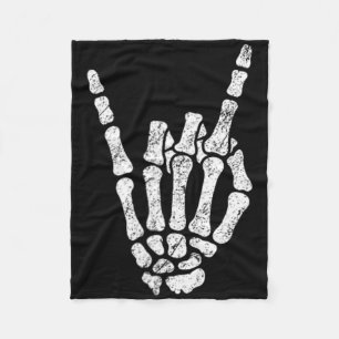 Halloween Rock Hand Skeleton Rock'n'Roll Symb Fleecedecke