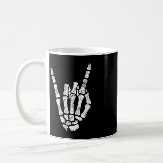 Halloween Rock Hand Skeleton Rock'n'Roll Symb Kaffeetasse (Links)