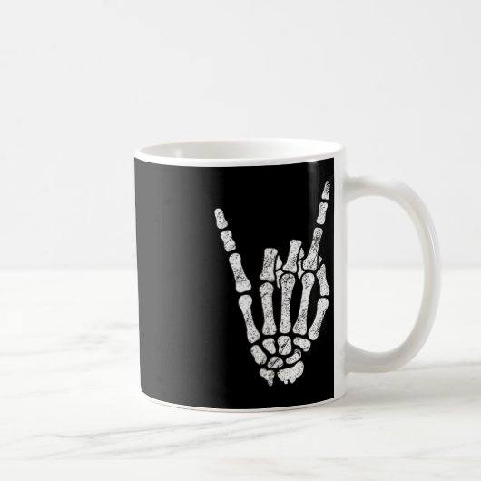 Halloween Rock Hand Skeleton Rock'n'Roll Symb Kaffeetasse (Rechts)