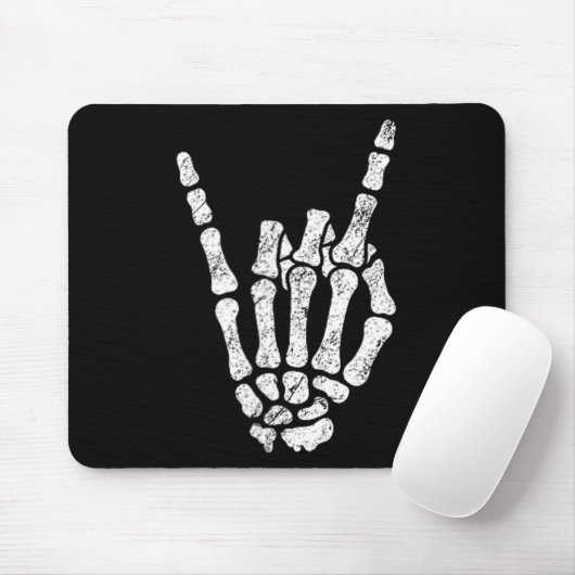 Halloween Rock Hand Skeleton Rock'n'Roll Symb Mousepad (Mit Mouse)