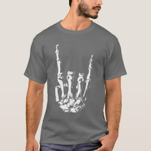 Halloween Rock On Skelett Handzeichen Rock Roll Po T-Shirt