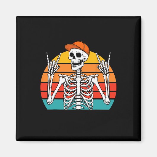 Halloween Rocker Skeleton Cap Cool Punk Rock Men B Magnet (Vorne)
