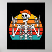 Halloween Rocker Skeleton Cap Cool Punk Rock Men B Poster (Vorne)