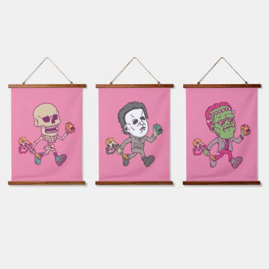 Halloween Rockers Wandteppich Mit Holzrahmen (Dreifach)