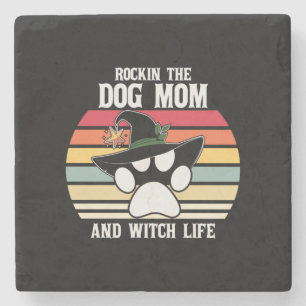 Halloween Rockin der Hunde-Mama und Hexenleben Wei Steinuntersetzer