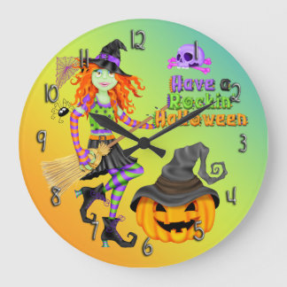 Halloween Rockin Rock Round Wall Uhr