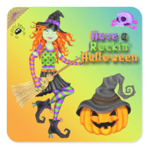 Halloween Rockin Rockin Rock Square Stickers