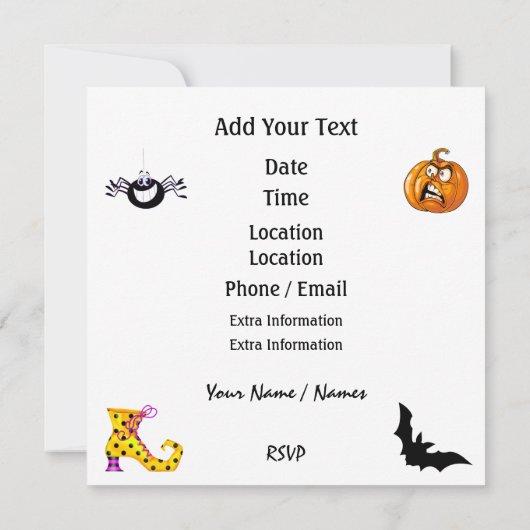 Halloween Rockin' Rund um das Party der Uhr Einladung (Rückseite)