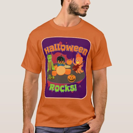 Halloween Rocks Spooky Trick oder Treat Charaktere T-Shirt (Vorderseite)