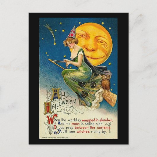 Halloween-Rodeln Vintag Postkarte (Vorderseite)