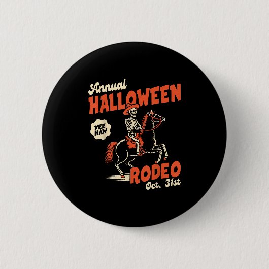 Halloween-Rodeo-Pferd Western-Cowboy Herbst Herbst Button (Vorderseite)