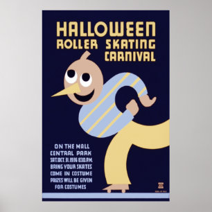 Halloween-Rollen-Skaten-Karneval Poster