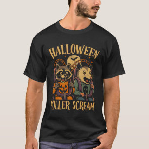 Halloween Roller Schrei Waschbär und Opossum T-Shirt