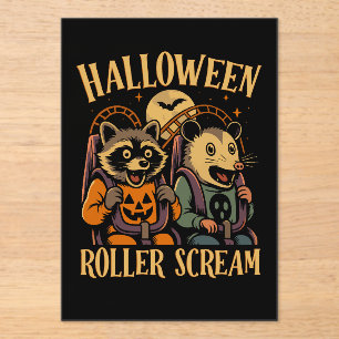 Halloween Roller Scream Waschbär und Opossum Acryleinladungen