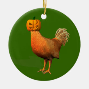 Halloween Rooster Keramik Ornament