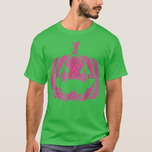 Halloween-Rosa Brustkrebs Schleife-Kürbislaterne T-Shirt