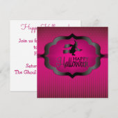 Halloween-Rosa-Hexe Einladung (Vorne/Hinten)