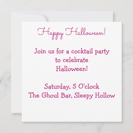 Halloween-Rosa-Hexe Einladung (Rückseite)