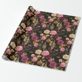Halloween Rosa Hexe Floral Geschenkpapier (Ungerollt)