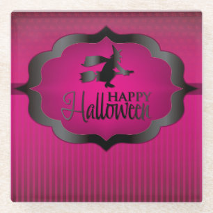 Halloween-Rosa-Hexe Glasuntersetzer