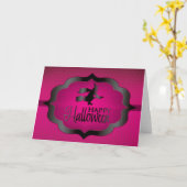 Halloween-Rosa-Hexe Karte (Gelbe Blume)