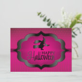 Halloween-Rosa-Hexe Karte (Stehend Vorderseite)