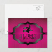 Halloween-Rosa-Hexe Postkarte (Vorne/Hinten)