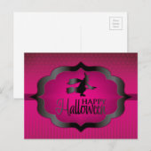 Halloween-Rosa-Hexe Postkarte (Vorne/Hinten)