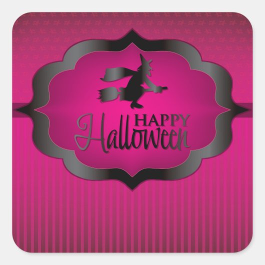 Halloween-Rosa-Hexe Quadratischer Aufkleber (Vorderseite)
