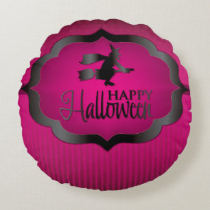 Halloween-Rosa-Hexe Rundes Kissen