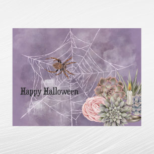 Halloween Rosa Pink Spinne Spinnennetz Sukkulenten Feiertagspostkarte