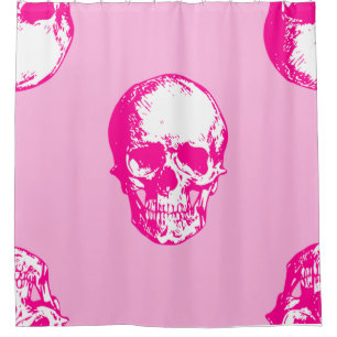 halloween rosa Totenkopf gothisch Duschvorhang