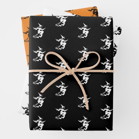 Halloween-Rosa-Weiß-Hexenmuster Geschenkpapier Set (Beispiel)