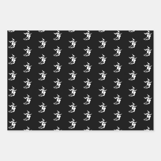 Halloween-Rosa-Weiß-Hexenmuster Geschenkpapier Set (Vorderseite)