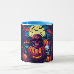 Halloween Rosa Zucker-Schädel-Kürbis, Gruselig  Tasse