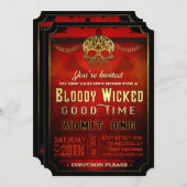 Halloween-Rot-Gold-Party-Einladung Einladung (Vorne/Hinten)