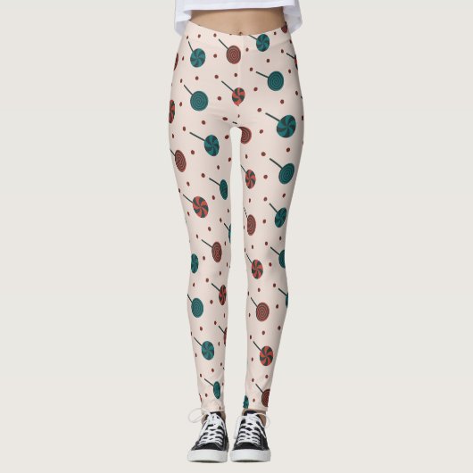 Halloween Rot Minimalmuster Leggings (Vorderseite)