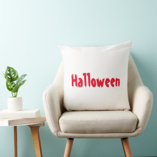 Halloween Rot Und Schwarzer Text Festiver Wohnakze Kissen