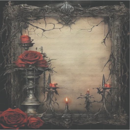 Halloween-rote Rose mit Kerzen Aufkleber (Vorderseite)