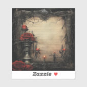 Halloween-rote Rose mit Kerzen Aufkleber (Blatt)