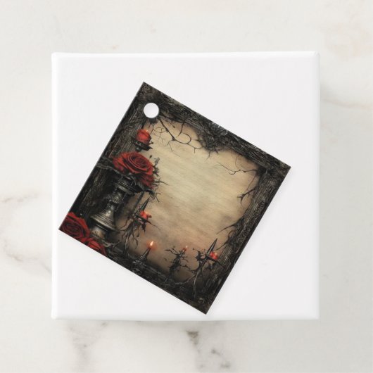 Halloween-rote Rose mit Kerzen Geschenkanhänger (Beispiel)